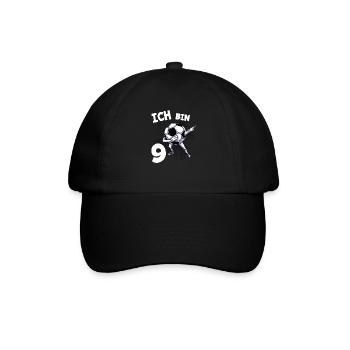 Ich bin 9 Jahre Fußball 9. Geburtstag - Baseballkappe - Schwarz/Schwarz - Vorne