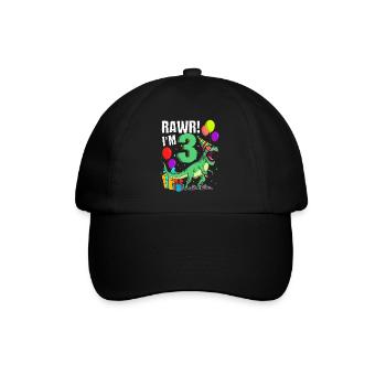3rd birthday I am 3 years T-Rex dinosaur - Baseball Cap - black/black - Front