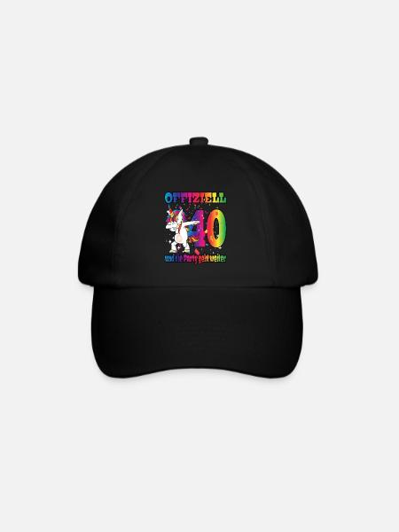 Offiziell 40 und die Party geht weiter - Einhorn - Baseballkappe - Schwarz/Schwarz
