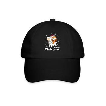 Red Panda Lama Weihnachten Schnee Winter Tiere - Baseballkappe - Schwarz/Schwarz - Vorne