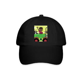 Green Tractor Birthday Anime Farm Animals - Baseball Cap - black/black - Front