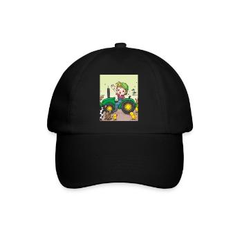 Green Tractor Birthday Anime Farm Animals - Baseball Cap - black/black - Front