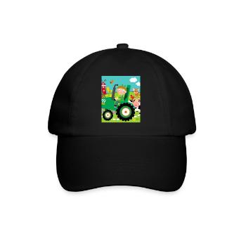 Grüner Traktor Geburtstag Bauernhof Tiere - Baseballkappe - Schwarz/Schwarz - Vorne