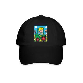 Tracteur vert anniversaire animaux de la ferme - Casquette classique - noir/noir - Devant