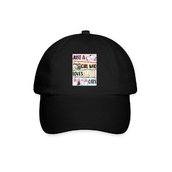 Nur ein Mädchen, das Cats liebt Cute Cat Lover Kawaii - Baseballkappe - Schwarz/Schwarz - Vorne