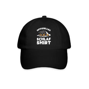 Rottweiler Hund Schlaf Schlafen Schlummern - Baseballkappe - Schwarz/Schwarz - Vorne