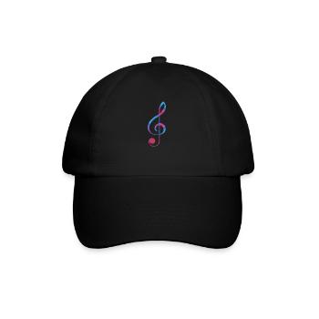 Notenschlüssel ich liebe Musik Noten - Baseballkappe - Schwarz/Schwarz - Vorne