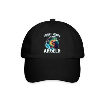 Coole Jungs Gehen Angeln Fischen Angler - Baseballkappe - Schwarz/Schwarz - Vorne
