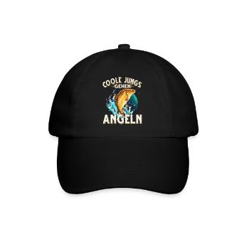 Coole Jungs Gehen Angeln Fischen Angler - Baseballkappe - Schwarz/Schwarz - Vorne
