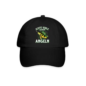 Echte Kerle Gehen Angeln Fischen Angler - Baseballkappe - Schwarz/Schwarz - Vorne