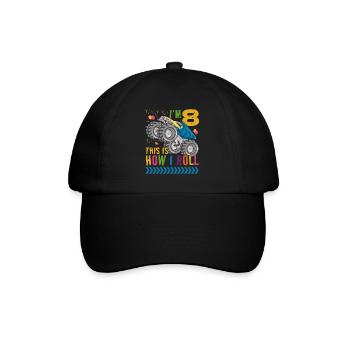 Ich Bin 8 Es Ist, Wie Ich Rollen | Monster Truck - Baseballkappe - Schwarz/Schwarz - Vorne