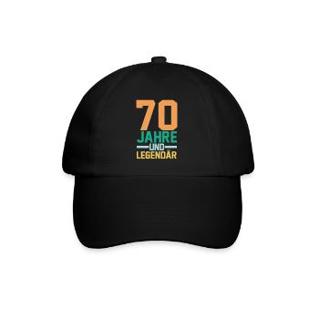 Siebzig 70 Jahre Siebzigster Geburtstag - Baseballkappe - Schwarz/Schwarz - Vorne