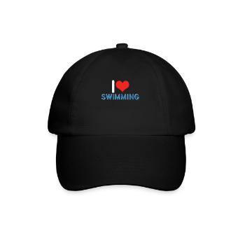 Schimmer Schwimmen I Love Swimming - Baseballkappe - Schwarz/Schwarz - Vorne