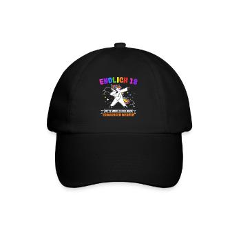Endlich 18 Jetzt Muss Ich Nur Noch Erwachsen Werde - Baseballkappe - Schwarz/Schwarz - Vorne