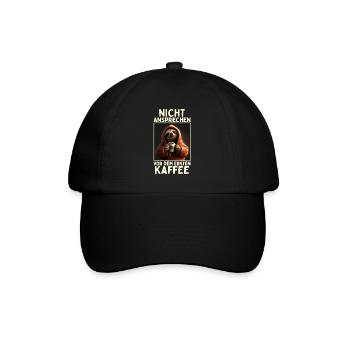 Faultier Nicht Ansprechen Vor Kaffee Morgenmuffel - Baseballkappe - Schwarz/Schwarz - Vorne