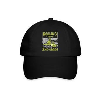 Rolling Into 2nd Grade Funny Tank USA Flag Back - Baseball Cap - black/black - Front