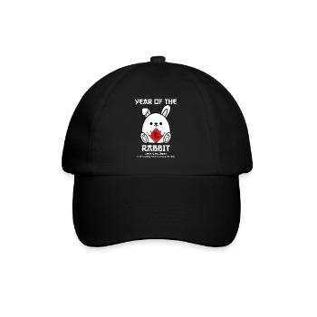 Lustiges chinesisches Neujahr des Kaninchen-Tierkreises auf dem Mond - Baseballkappe - Schwarz/Schwarz - Vorne