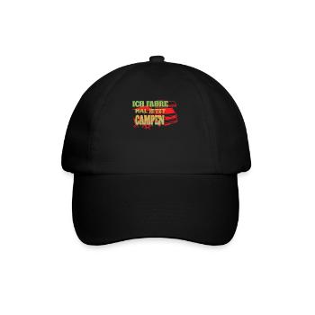 Camper Geschenkidee Camping - Baseballkappe - Schwarz/Schwarz - Vorne