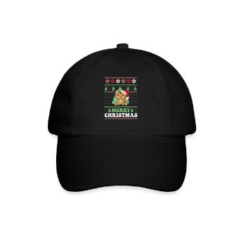 Merry Christmas retro ugly christmas Katze - Baseballkappe - Schwarz/Schwarz - Vorne