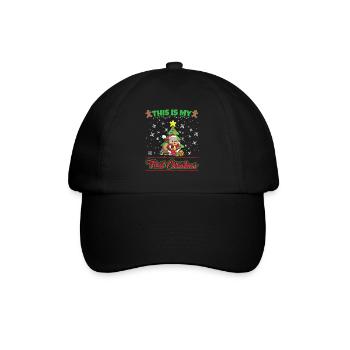 This Is My First Christmas Toddler One Year X-Mas - Baseballkappe - Schwarz/Schwarz - Vorne