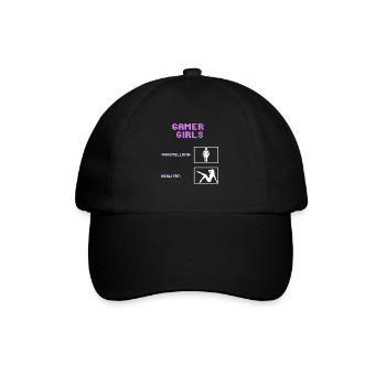 Gamer Girls Vorstellung vs. Realität Gaming Gamer - Baseballkappe - Schwarz/Schwarz - Vorne