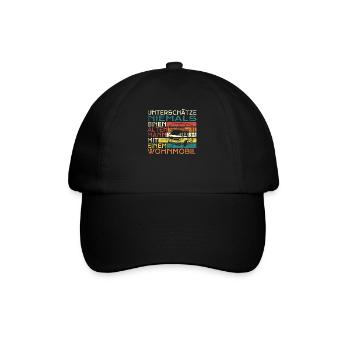 Camper Geschenkidee Camping - Baseballkappe - Schwarz/Schwarz - Vorne