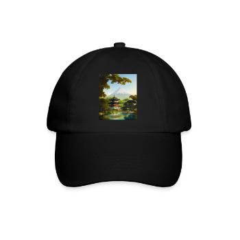 Haruno Illustration du temple japonais Japon - Casquette classique - noir/noir - Devant