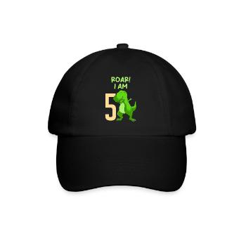 Dino 5 Jahre 5. Geburtstag Junge 5 Jahre - Baseballkappe - Schwarz/Schwarz - Vorne