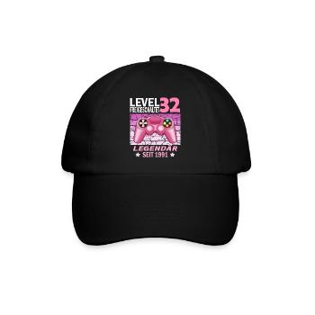 32. Geburtstag Gamer zocken Geburtstjahr 1991 - Baseballkappe - Schwarz/Schwarz - Vorne