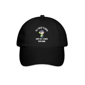 All I Need To Know About Life Gaming - Baseballkappe - Schwarz/Schwarz - Vorne