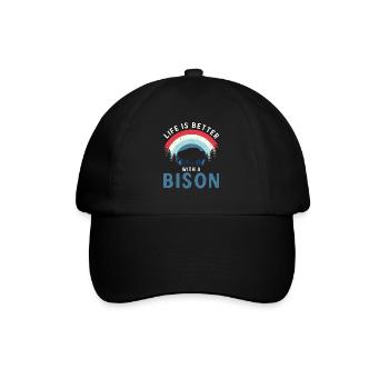 Life Is Better With A Bison Kuh Bison Büffel - Baseballkappe - Schwarz/Schwarz - Vorne