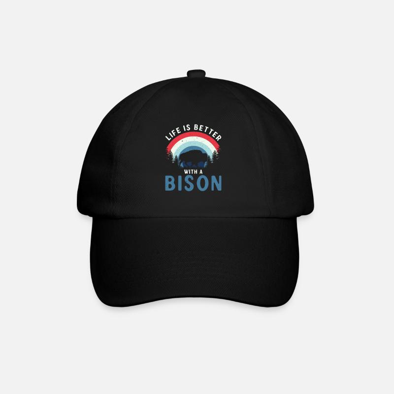 Life Is Better With A Bison Kuh Bison Büffel - Baseballkappe - Schwarz/Schwarz