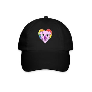 Cochon animal gay au cœur arc-en-ciel - Casquette classique - noir/noir - Devant