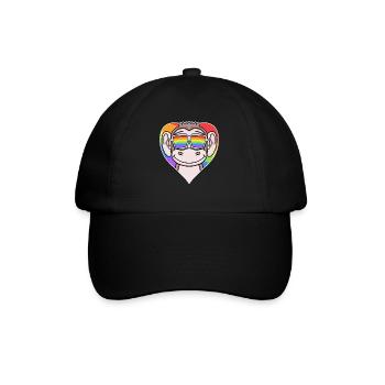Gay Animal Monkey Rainbow Heart - Baseball Cap - black/black - Front