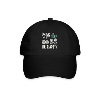 Boire du café, lire des livres, être heureux - Casquette classique - noir/noir - Devant
