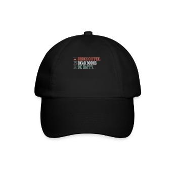 Boire du café, lire des livres, être heureux - Casquette classique - noir/noir - Devant