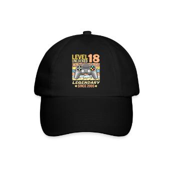 18. Geburtstag Gamer zocken Geburtstjahr 2005 - Baseballkappe - Schwarz/Schwarz - Vorne