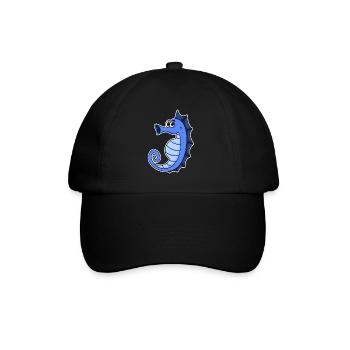 Seepferd Blau - Baseballkappe - Schwarz/Schwarz - Vorne