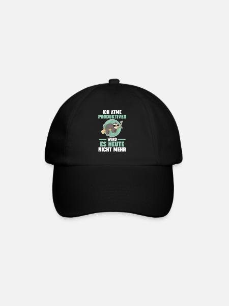 Ich Atme Produktiver Wird Es Heute Nicht Mehr Faul - Baseballkappe - Schwarz/Schwarz