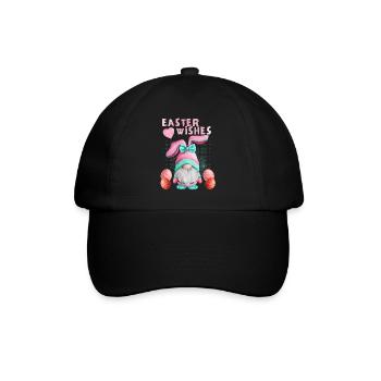 Pâques, nain gnome avec œuf de Pâques, drôle de gnome - Casquette classique - noir/noir - Devant