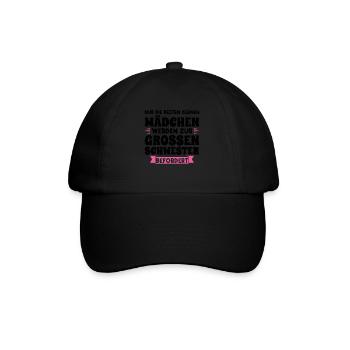 Große Schwester Geschwister Kinder Geschenk - Baseballkappe - Schwarz/Schwarz - Vorne