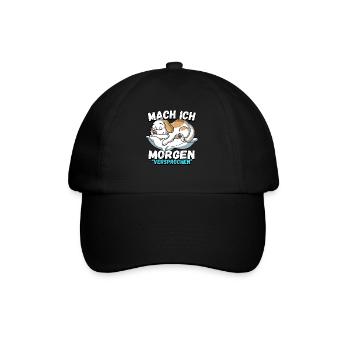 Mach Ich Morgen Versprochen Hund - Baseballkappe - Schwarz/Schwarz - Vorne