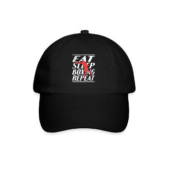 Essen Schlafen Boxen - Baseballkappe - Schwarz/Schwarz - Vorne