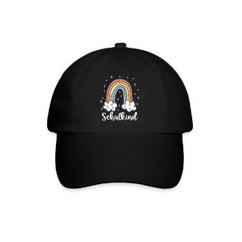 Schulkind Regenbogen Einschulung Geschenk - Baseballkappe - Schwarz/Schwarz - Vorne