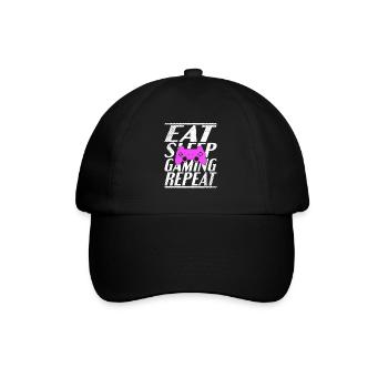 Essen Schlafen Zocken - Baseballkappe - Schwarz/Schwarz - Vorne
