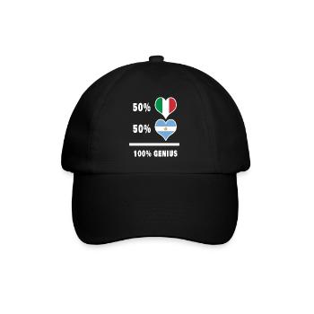 Argentinien und Italien 100% geniale Flaggen - Baseballkappe - Schwarz/Schwarz - Vorne