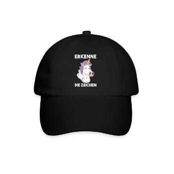 Erkenne Die Zeichen Einhorn - Baseballkappe - Schwarz/Schwarz - Vorne