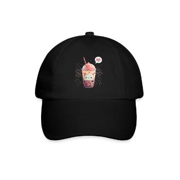 Kawaii Boba Tea for Valentine's Day Bubble Tea Hearts - Baseball Cap - black/black - Front
