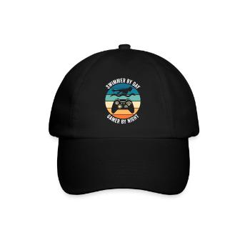 Nageur de jour Gamer de nuit Natation amusante - Casquette classique - noir/noir - Devant