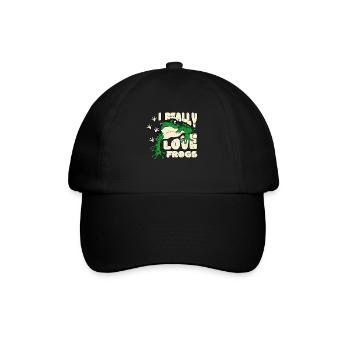 I Really Love Frogs Shirt Geschenk - Baseballkappe - Schwarz/Schwarz - Vorne